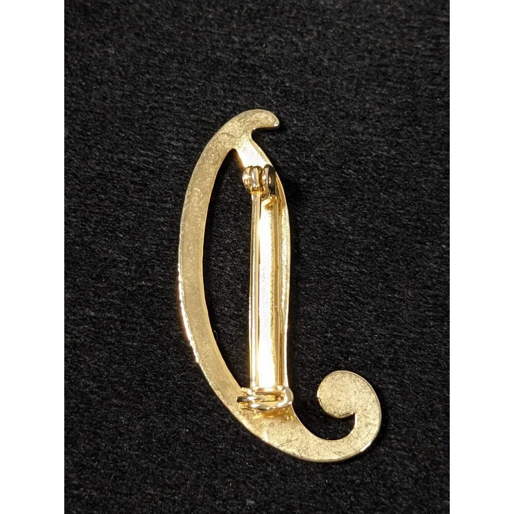 Vintage Gold Tone Initial Letter‎ D Pin Brooch